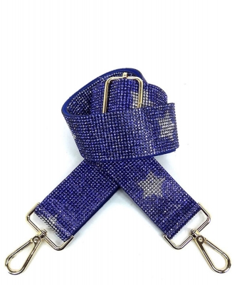 Rhinestone Guitar Strap RS038W BLUE WHITE